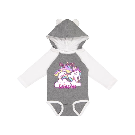 Inktastic My Aunt Loves Me Unicorn Girls Long Sleeve Baby Bodysuit