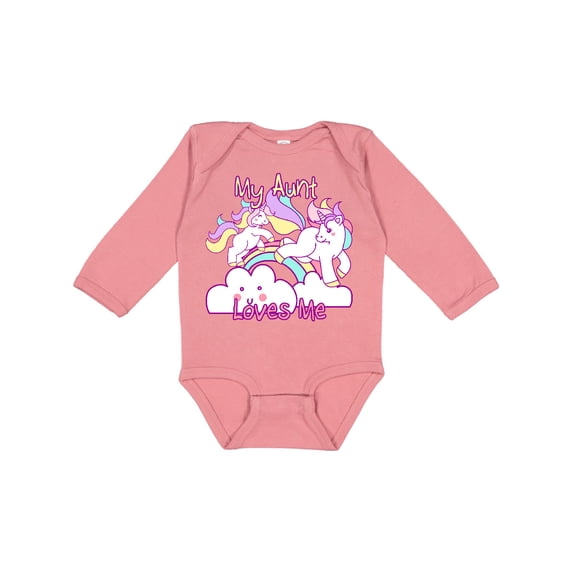 Inktastic My Aunt Loves Me Unicorn Girls Long Sleeve Baby Bodysuit