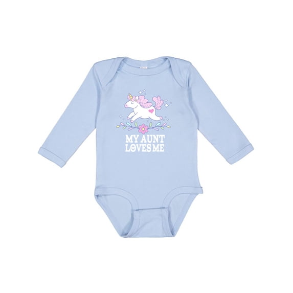 Inktastic My Aunt Loves Me Unicorn Girls Long Sleeve Baby Bodysuit