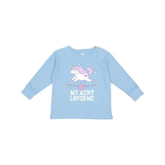 Inktastic My Aunt Loves Me Unicorn Girls Long Sleeve Toddler T-Shirt