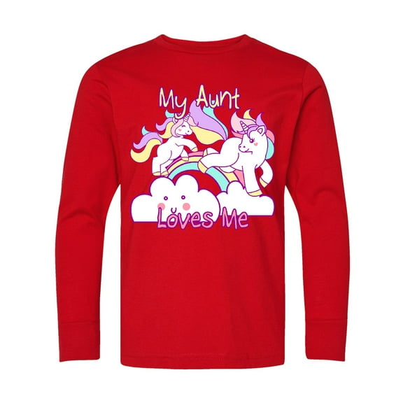 Inktastic My Aunt Loves Me Unicorn Long Sleeve Youth T-Shirt