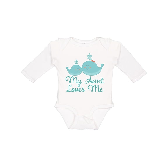 Inktastic My Aunt Loves Me Whale Boys or Girls Long Sleeve Baby Bodysuit