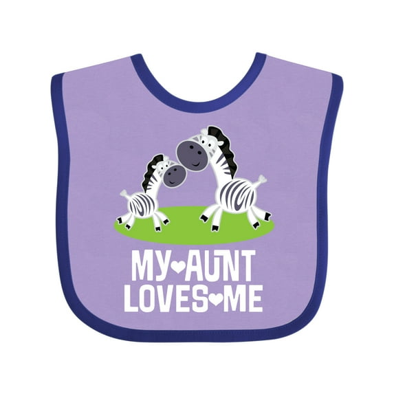 Inktastic My Aunt Loves Me Zebra Zoo Animal Boys or Girls Baby Bib