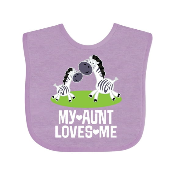 Inktastic My Aunt Loves Me Zebra Zoo Animal Boys or Girls Baby Bib
