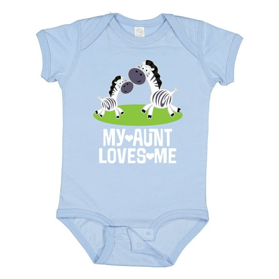 Inktastic My Aunt Loves Me Zebra Zoo Animal Boys or Girls Baby Bodysuit