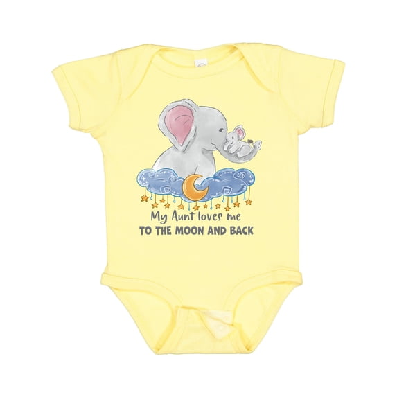 Inktastic My Aunt Loves Me to the Moon and Back Elephant Family Boys or Girls Baby Bodysuit