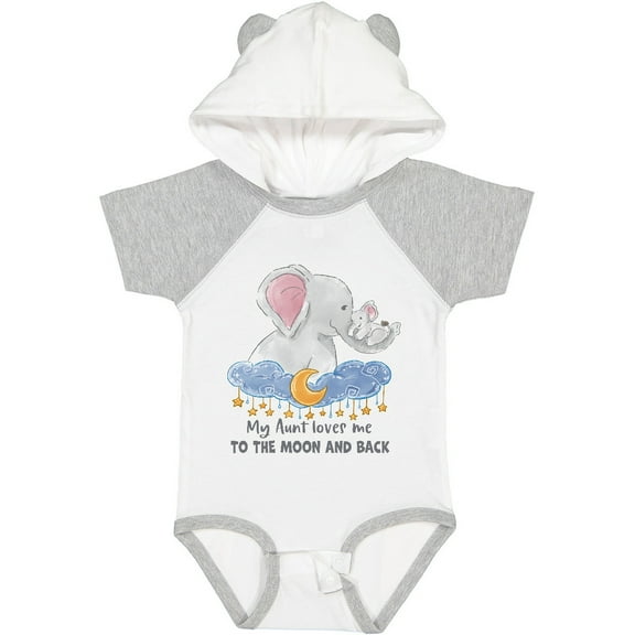 Inktastic My Aunt Loves Me to the Moon and Back Elephant Family Boys or Girls Baby Bodysuit
