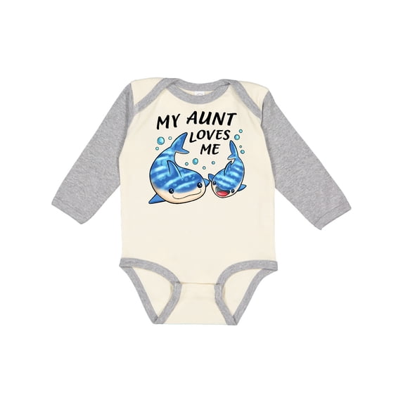 Inktastic My Aunt Loves Me- whale shark Boys or Girls Long Sleeve Baby Bodysuit