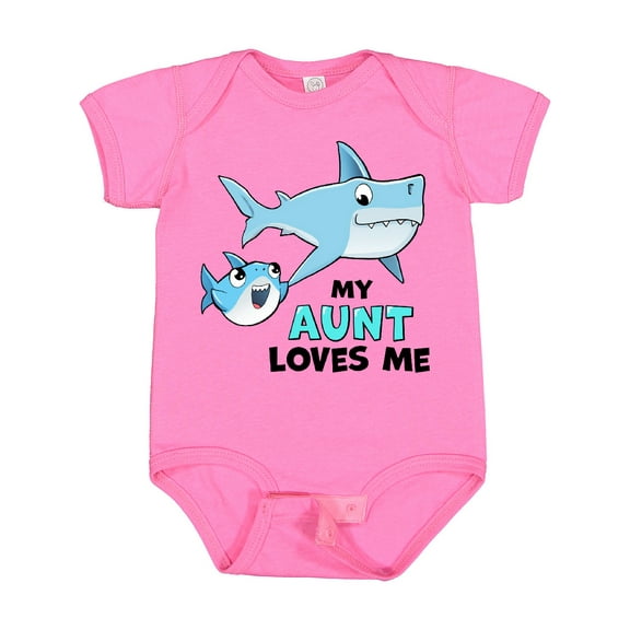 Inktastic My Aunt Loves Me with Cute Sharks Boys or Girls Baby Bodysuit
