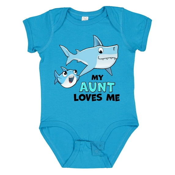 Inktastic My Aunt Loves Me with Cute Sharks Boys or Girls Baby Bodysuit