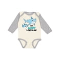 thumbnail image 1 of Inktastic My Aunt Loves Me with Cute Sharks Boys or Girls Long Sleeve Baby Bodysuit, 1 of 5