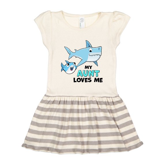 Inktastic My Aunt Loves Me with Cute Sharks Gift Toddler Girl Dress