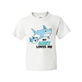 thumbnail image 1 of Inktastic My Aunt Loves Me with Cute Sharks Youth T-Shirt, 1 of 5