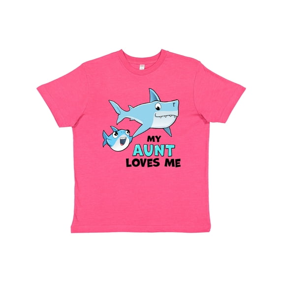 Inktastic My Aunt Loves Me with Cute Sharks Youth T-Shirt