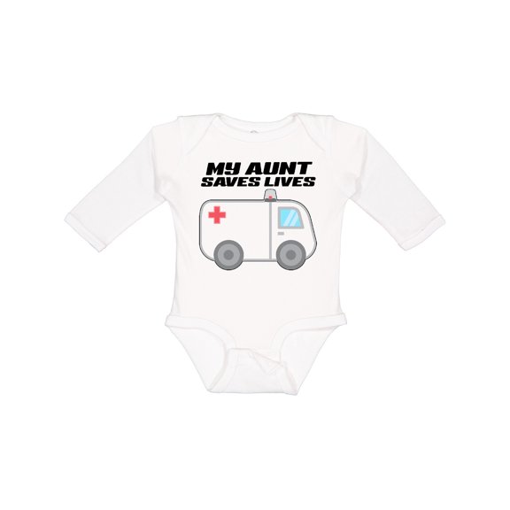 Inktastic My Aunt Saves Lives Ambulance Boys or Girls Long Sleeve Baby Bodysuit