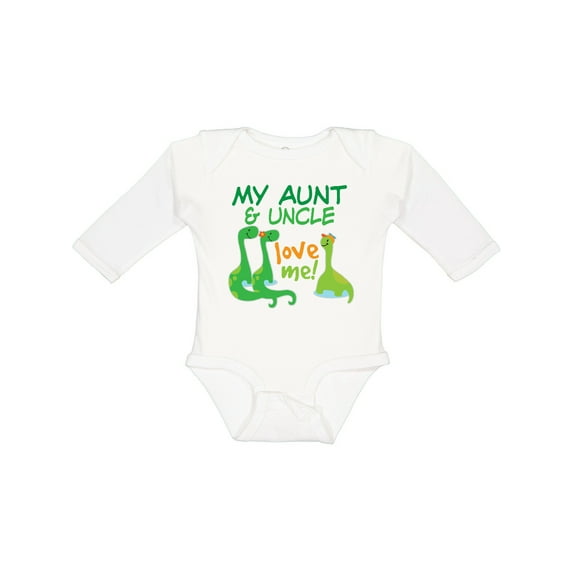 Inktastic My Aunt and Uncle Love Me Dinosaur Boys Long Sleeve Baby Bodysuit