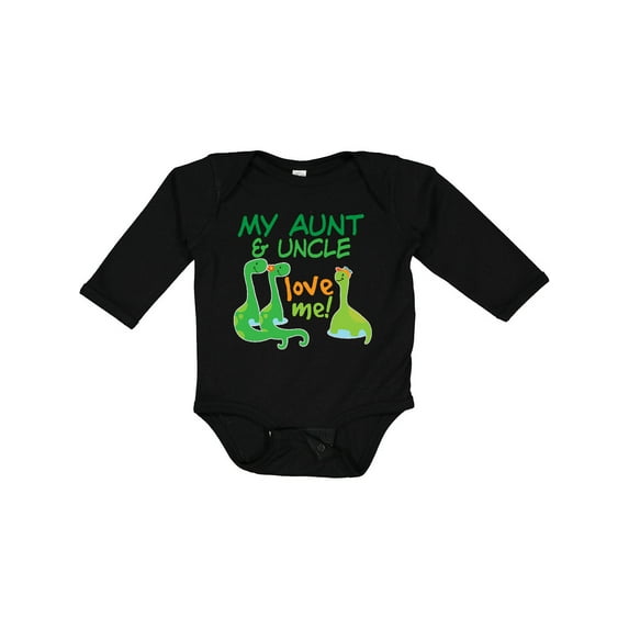 Inktastic My Aunt and Uncle Love Me Dinosaur Boys Long Sleeve Baby Bodysuit