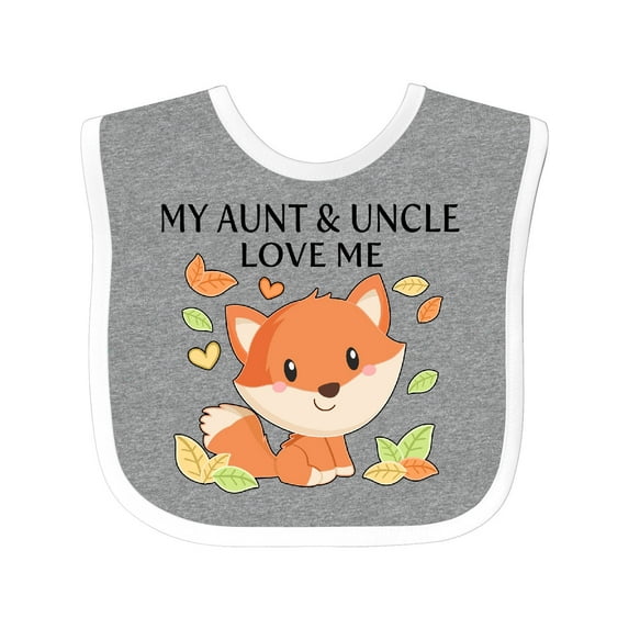 Inktastic My Aunt and Uncle Love Me- Little Fox Boys or Girls Baby Bib