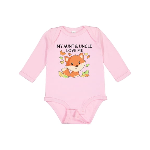 Inktastic My Aunt and Uncle Love Me- Little Fox Boys or Girls Long Sleeve Baby Bodysuit