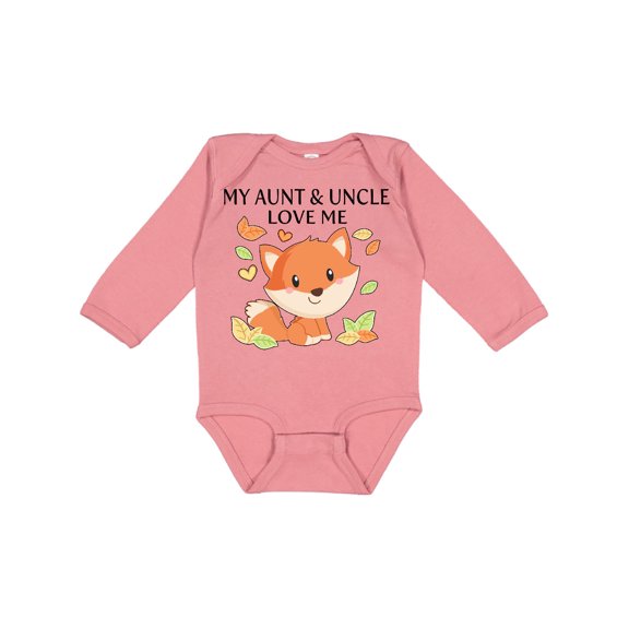 Inktastic My Aunt and Uncle Love Me- Little Fox Boys or Girls Long Sleeve Baby Bodysuit