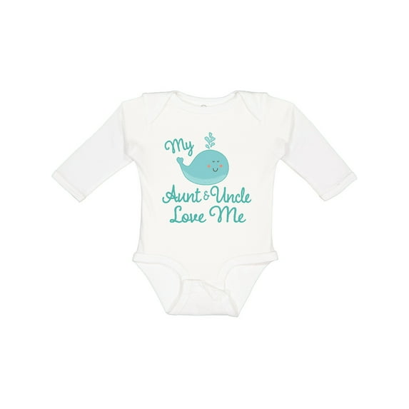 Inktastic My Aunt and Uncle Love Me Whale Boys or Girls Long Sleeve Baby Bodysuit