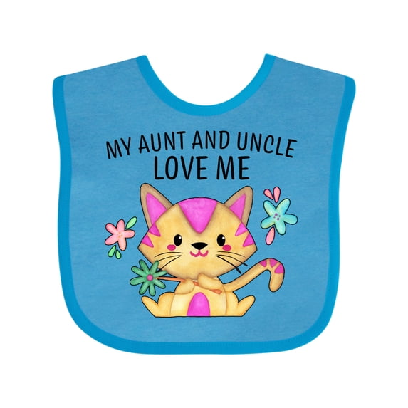 Inktastic My Aunt and Uncle Love Me with Cute Kitten and Flowers Boys or Girls Baby Bib