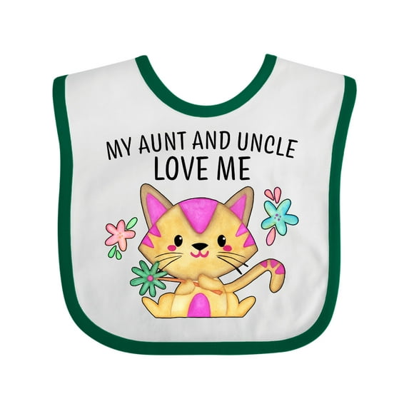Inktastic My Aunt and Uncle Love Me with Cute Kitten and Flowers Boys or Girls Baby Bib