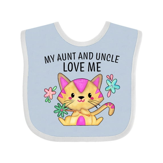 Inktastic My Aunt and Uncle Love Me with Cute Kitten and Flowers Boys or Girls Baby Bib