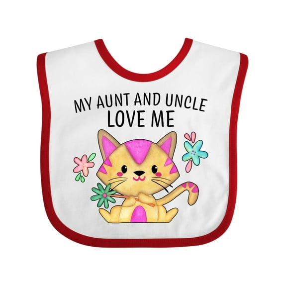 Inktastic My Aunt and Uncle Love Me with Cute Kitten and Flowers Boys or Girls Baby Bib
