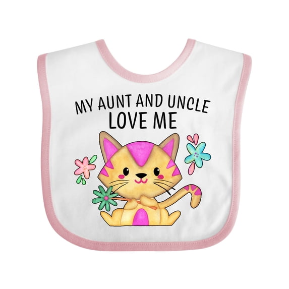 Inktastic My Aunt and Uncle Love Me with Cute Kitten and Flowers Boys or Girls Baby Bib