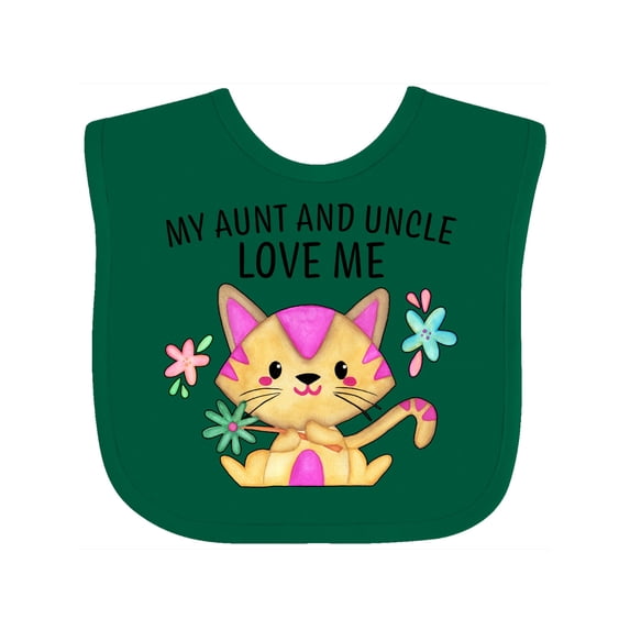 Inktastic My Aunt and Uncle Love Me with Cute Kitten and Flowers Boys or Girls Baby Bib