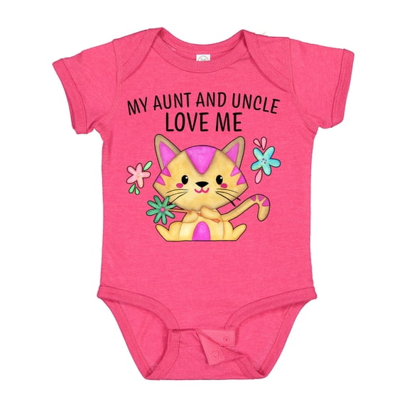 Inktastic My Aunt and Uncle Love Me with Cute Kitten and Flowers Boys or Girls Baby Bodysuit