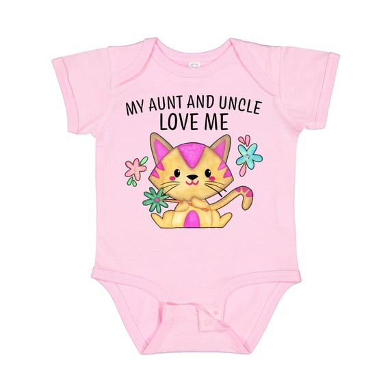 Inktastic My Aunt and Uncle Love Me with Cute Kitten and Flowers Boys or Girls Baby Bodysuit