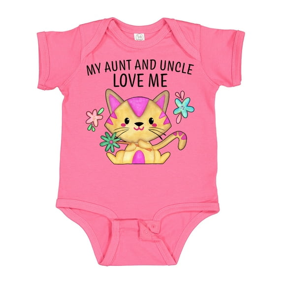 Inktastic My Aunt and Uncle Love Me with Cute Kitten and Flowers Boys or Girls Baby Bodysuit