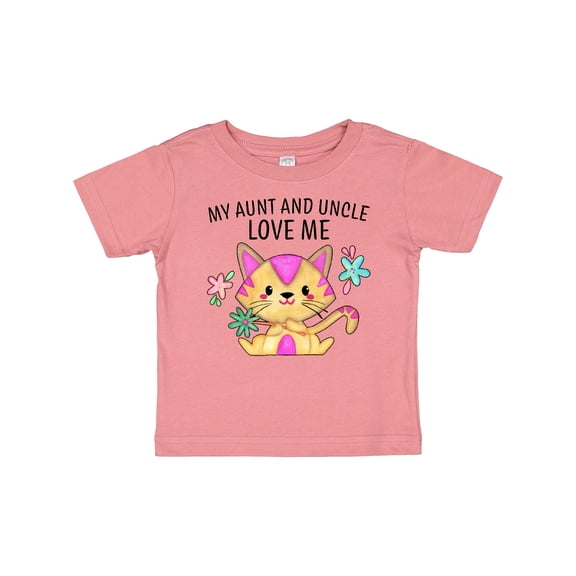 Inktastic My Aunt and Uncle Love Me with Cute Kitten and Flowers Boys or Girls Baby T-Shirt