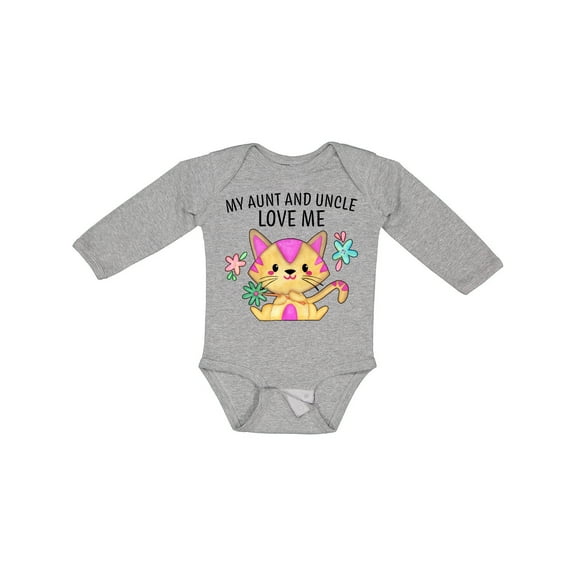 Inktastic My Aunt and Uncle Love Me with Cute Kitten and Flowers Boys or Girls Long Sleeve Baby Bodysuit
