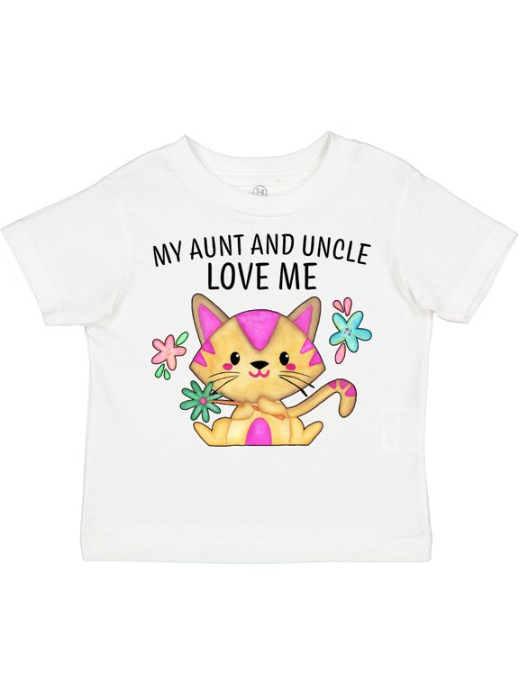 My Aunt and Uncle Love Me with Cute Kitten and Flowers Boys or Girls Toddler T-Shirt