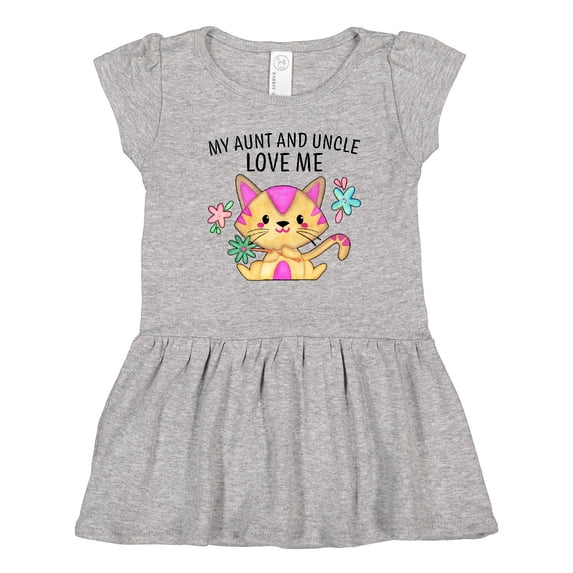 Inktastic My Aunt and Uncle Love Me with Cute Kitten and Flowers Girls Toddler Dress