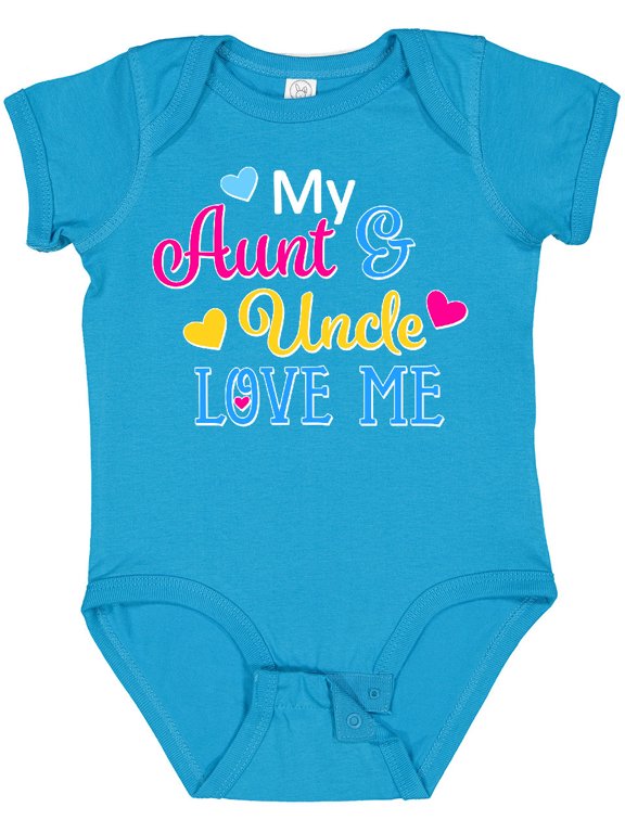 My Aunt and Uncle Love Me with Hearts Boys or Girls Baby Bodysuit