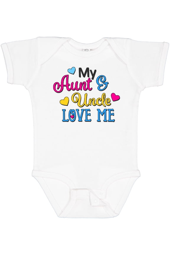 My Aunt and Uncle Love Me with Hearts Boys or Girls Baby Bodysuit