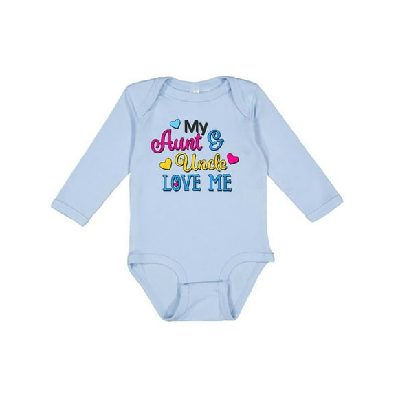 Inktastic My Aunt and Uncle Love Me with Hearts Boys or Girls Long Sleeve Baby Bodysuit
