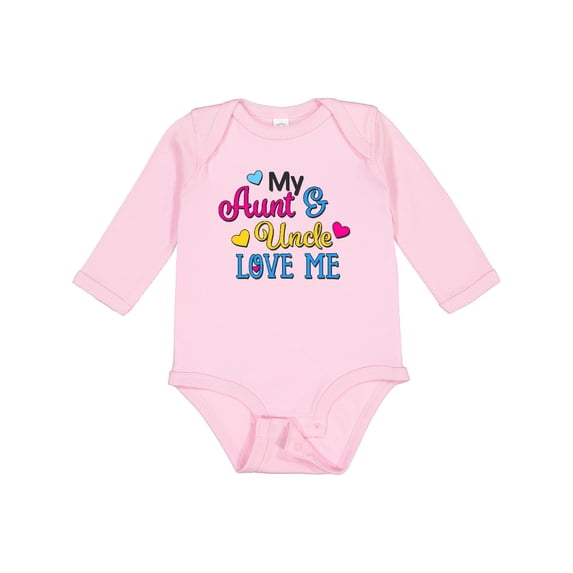 Inktastic My Aunt and Uncle Love Me with Hearts Boys or Girls Long Sleeve Baby Bodysuit