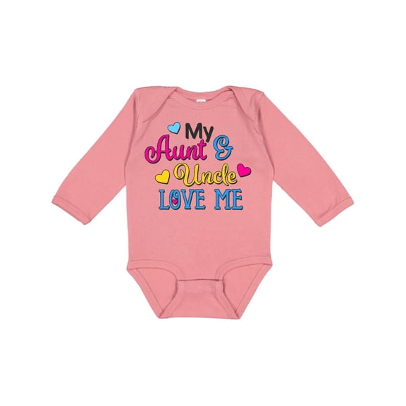 Inktastic My Aunt and Uncle Love Me with Hearts Boys or Girls Long Sleeve Baby Bodysuit