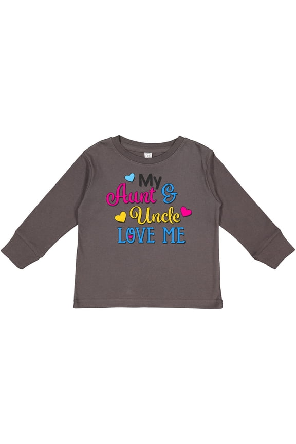 My Aunt and Uncle Love me with Hearts Boys or Girls Long Sleeve Toddler T-Shirt