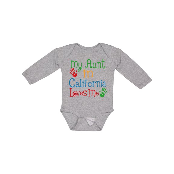 Inktastic My Aunt in California Loves Me Boys or Girls Long Sleeve Baby Bodysuit