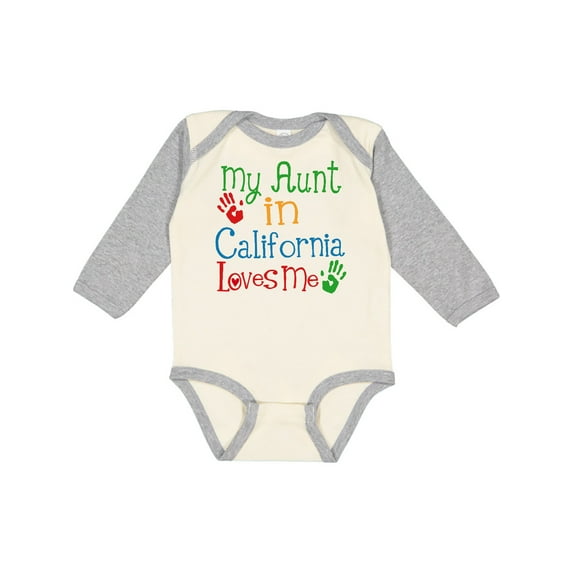 Inktastic My Aunt in California Loves Me Boys or Girls Long Sleeve Baby Bodysuit