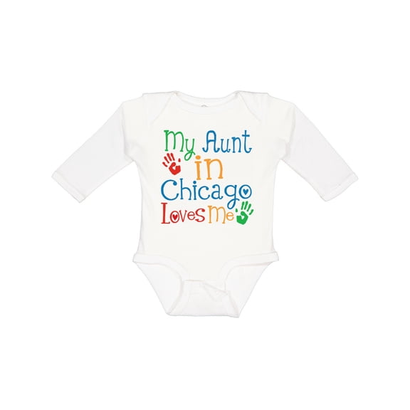Inktastic My Aunt in Chicago Loves Me Boys or Girls Long Sleeve Baby Bodysuit