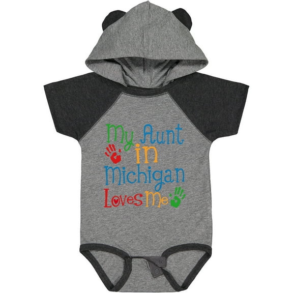 Inktastic My Aunt in Michigan Loves Me Boys or Girls Baby Bodysuit
