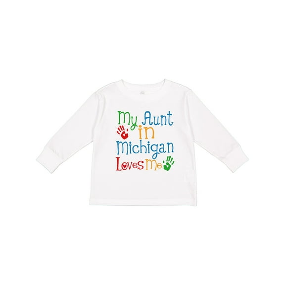 Inktastic My Aunt in Michigan Loves Me Boys or Girls Long Sleeve Toddler T-Shirt