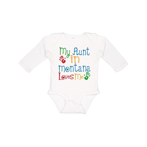 Inktastic My Aunt in Montana Loves Me Boys or Girls Long Sleeve Baby Bodysuit